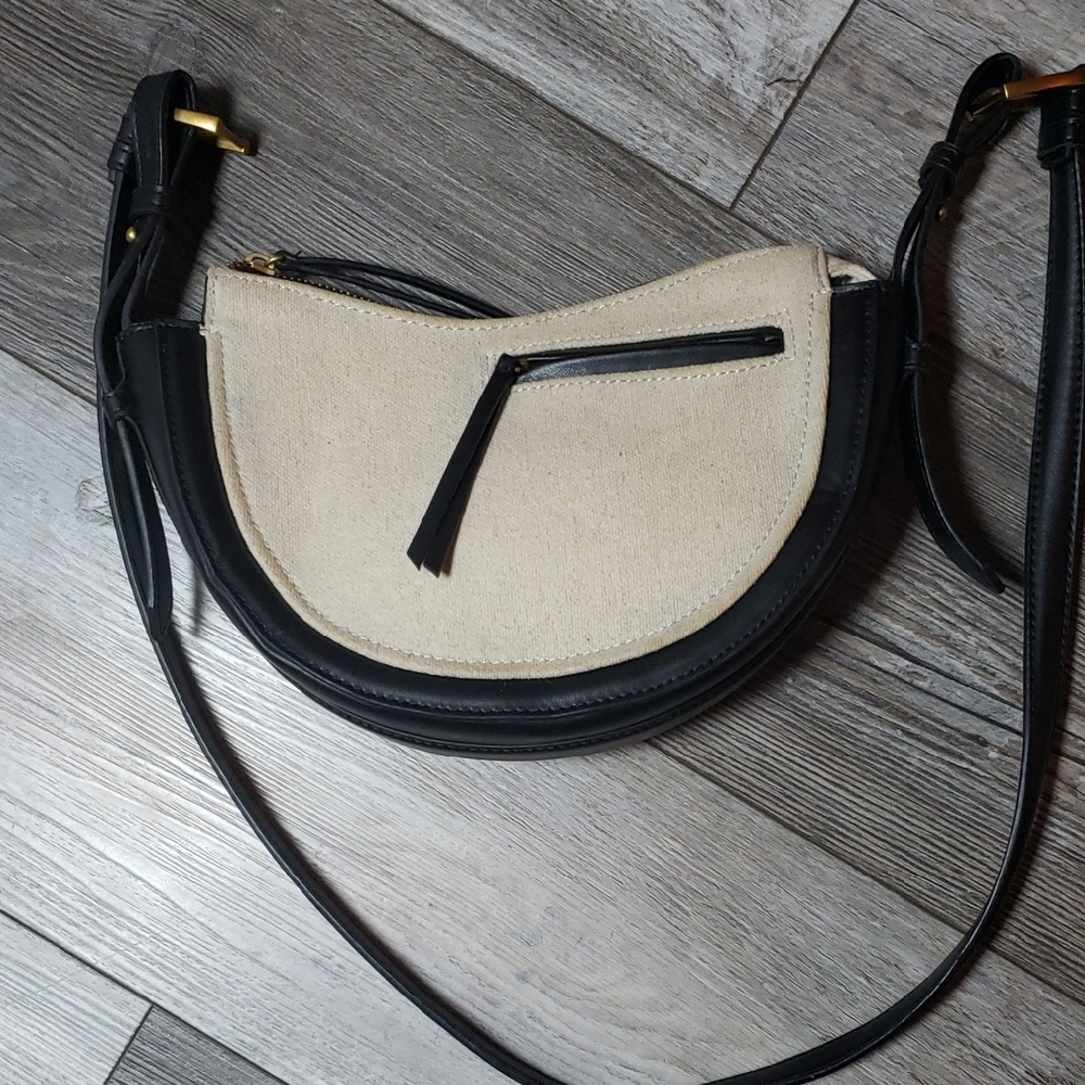 Zara | Canvas Crossbody Saddle Bag - Picture 1 of 9